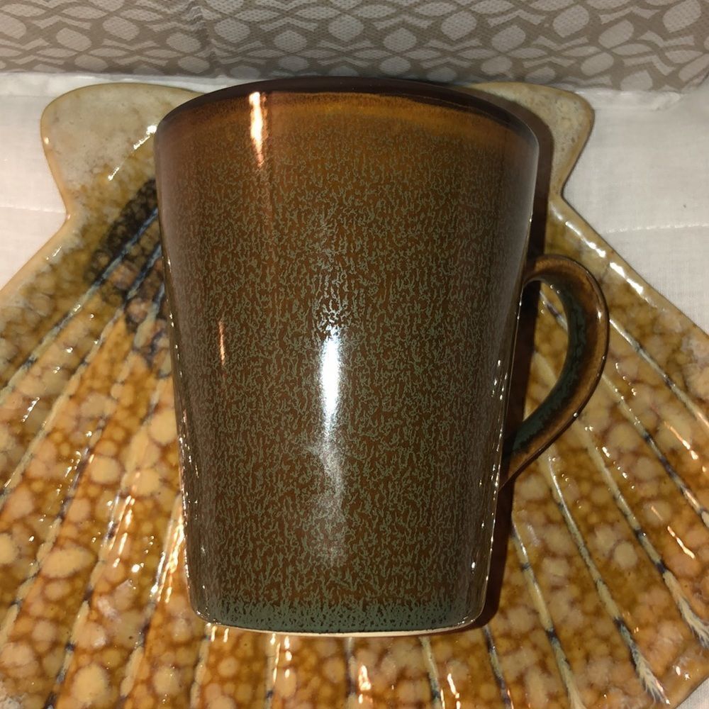 HomeTrends Rave Stripe Teal Rust Cream Brown Mug - Picture 5 of 5